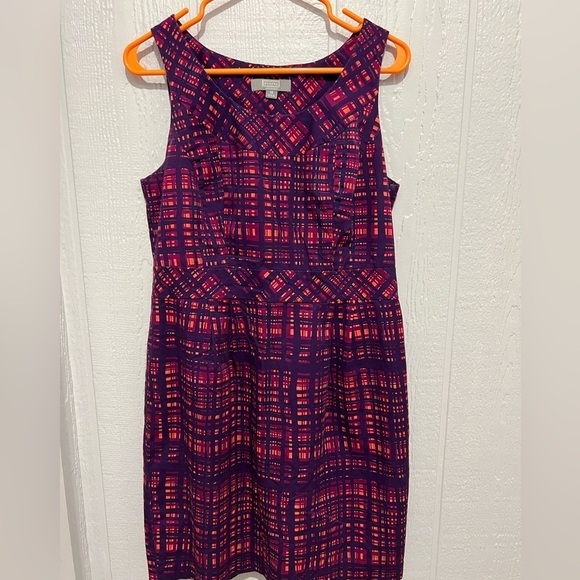 Merona size 10 purple plaid midi dress - Picture 1 of 3